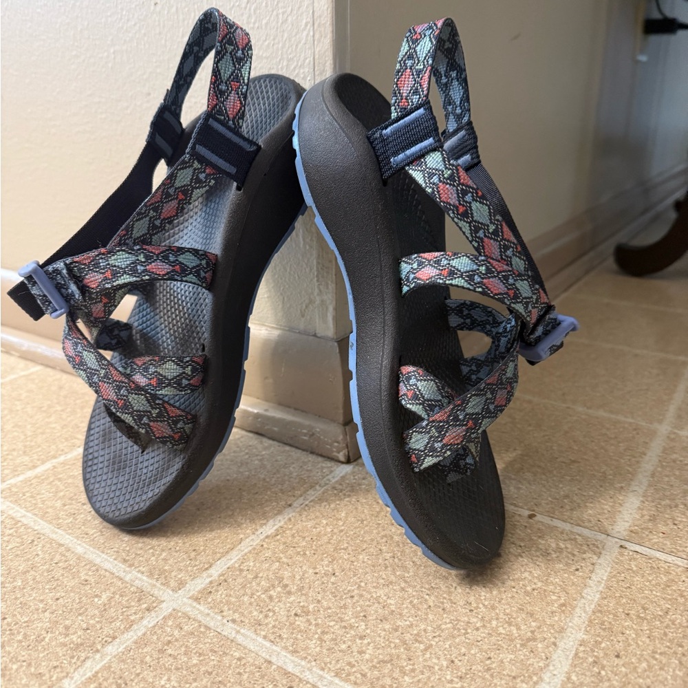 Chaco Women's Sandals with Pink, Green & Blue Patterned Straps